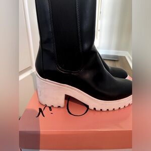 Wild Pair black booties with white heel. Size 9. I wear a 10 & sized down to a 9